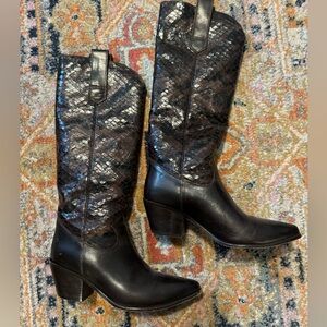 Seychelles brown croc embossed leather cowboy boots